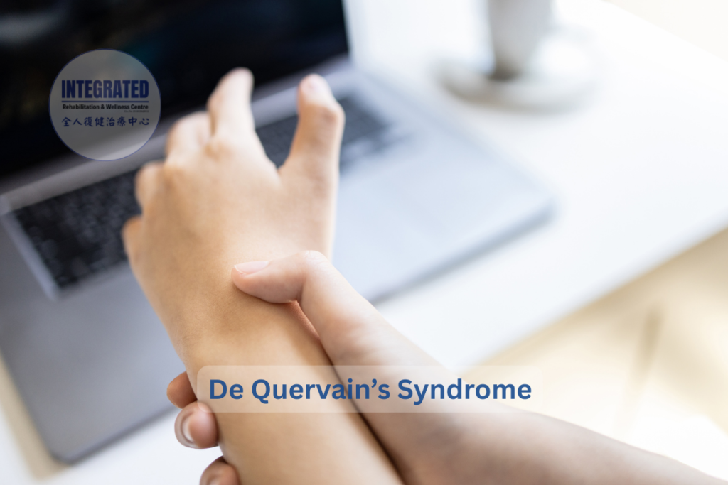 Person demonstrating wrist pain along the thumb side, a common symptom of De Quervain’s Syndrome (mother’s thumb).